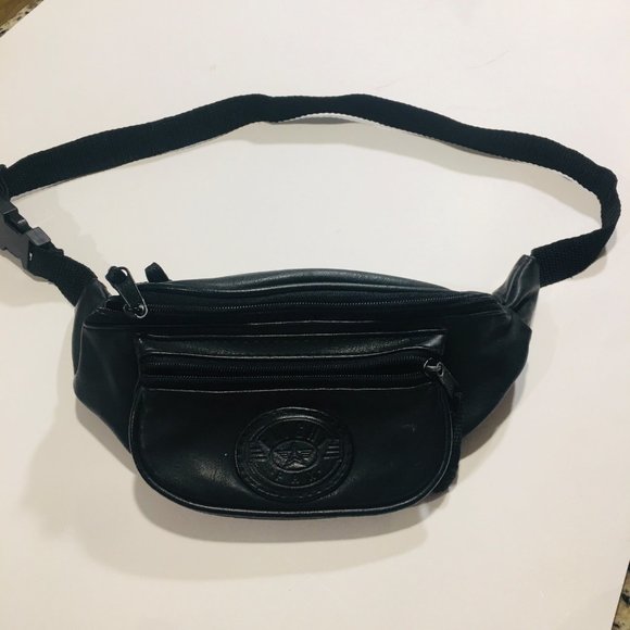 Flight Pax Handbags - Vintage 1990's Flight Pax Black Faux Leather Zipper Fanny Pack - MAKE OFFER